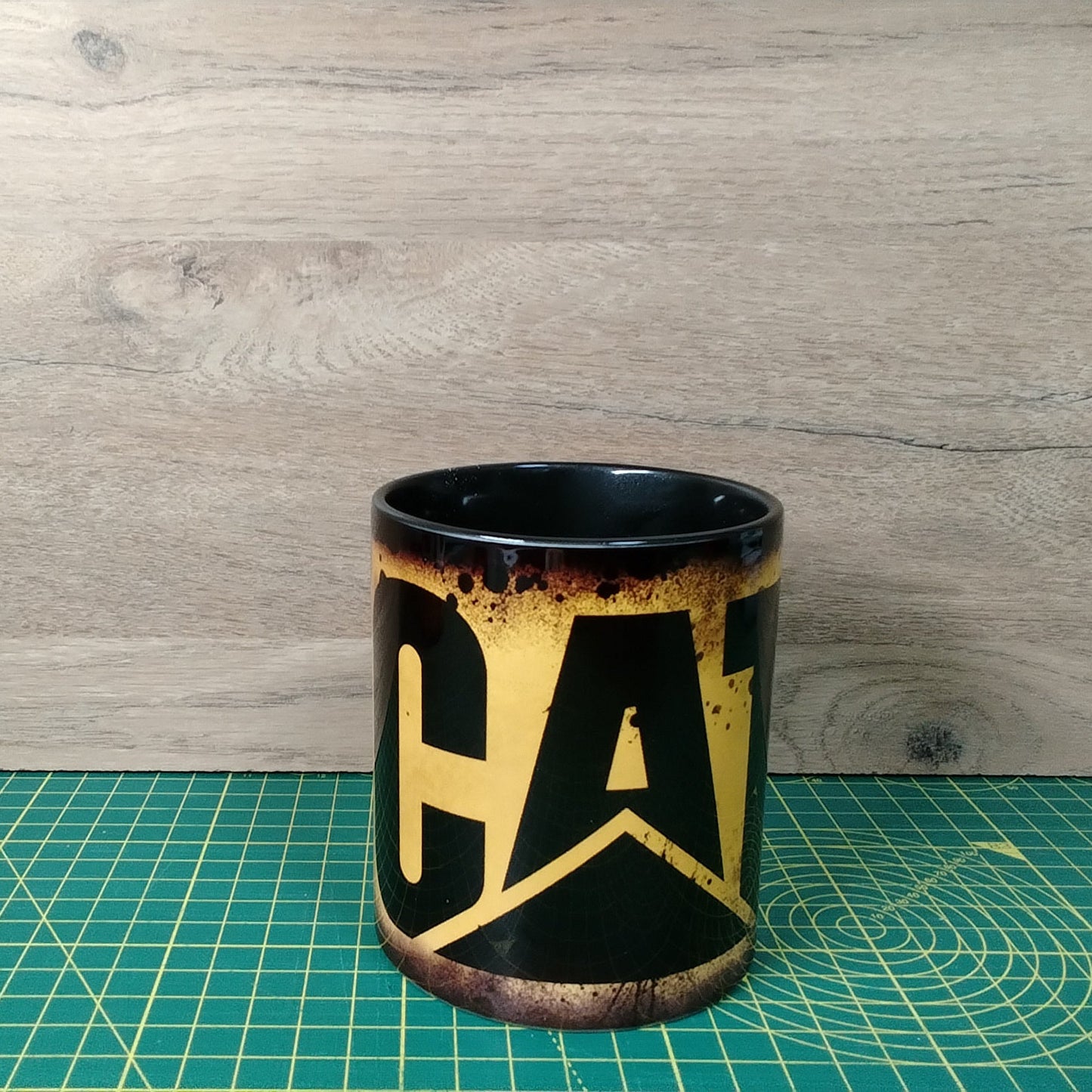 CAT- Inspired Grunge Style Ceramic Mug – Black Interior – 11oz Coffee Cup Gift