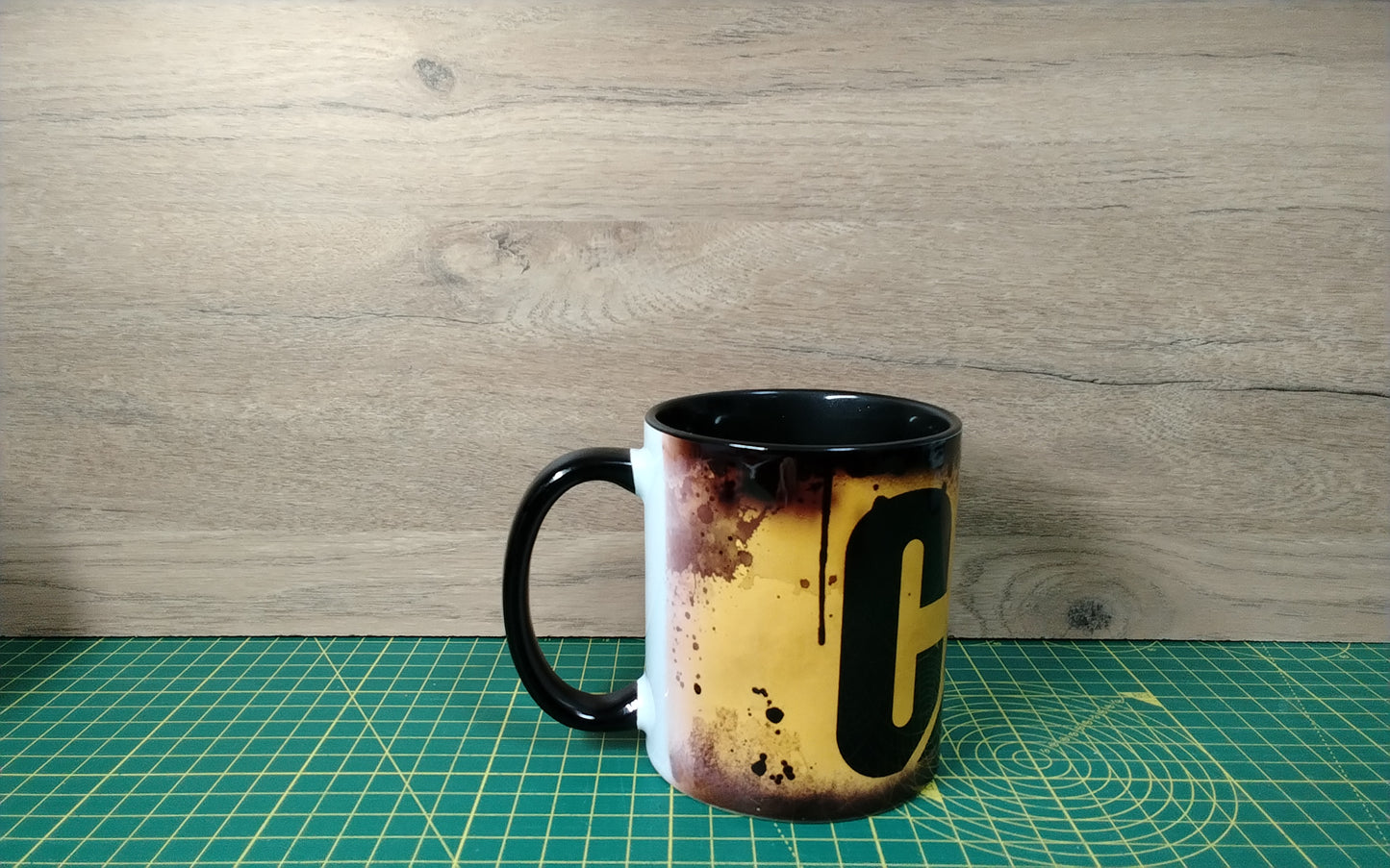 CAT- Inspired Grunge Style Ceramic Mug – Black Interior – 11oz Coffee Cup Gift