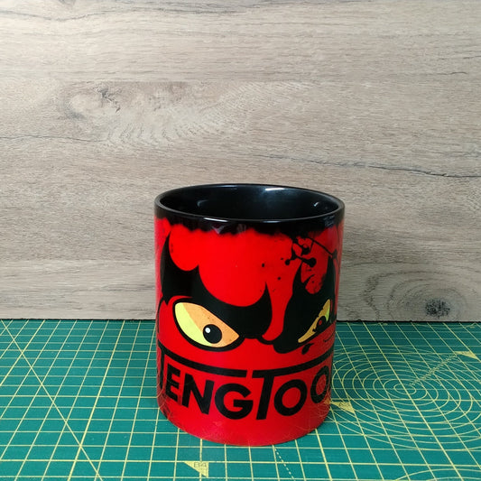 Tengtools -Inspired Grunge Style Ceramic Mug – Black Interior – 11oz Coffee Cup Gift