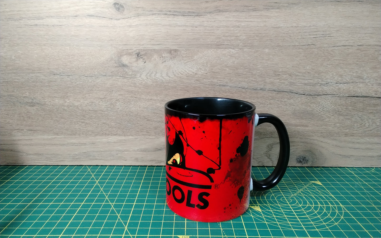 Tengtools -Inspired Grunge Style Ceramic Mug – Black Interior – 11oz Coffee Cup Gift