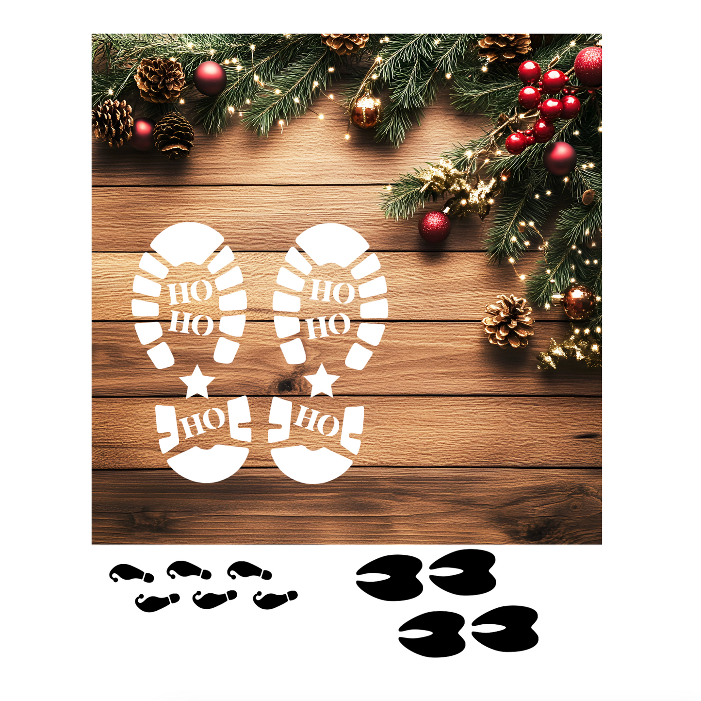 Stencils Christmas Santa Elf Reindeer Footprints Snow FootPrint Christmas Decor
