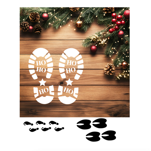 Stencils Christmas Santa Elf Reindeer Footprints Snow FootPrint Christmas Decor