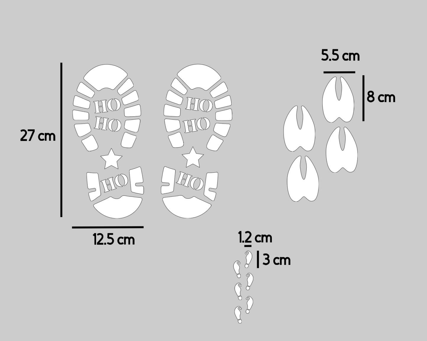 Stencils Christmas Santa Elf Reindeer Footprints Snow FootPrint Christmas Decor