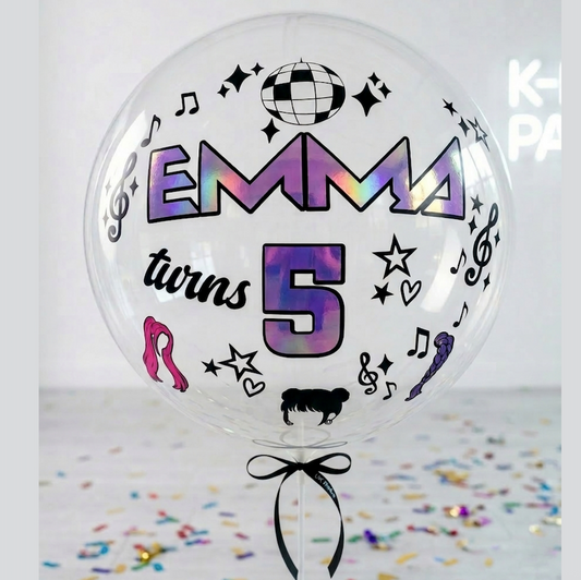 Custom Kpop Name Balloon Decal – 29cm Personalized Name & Age Sticker