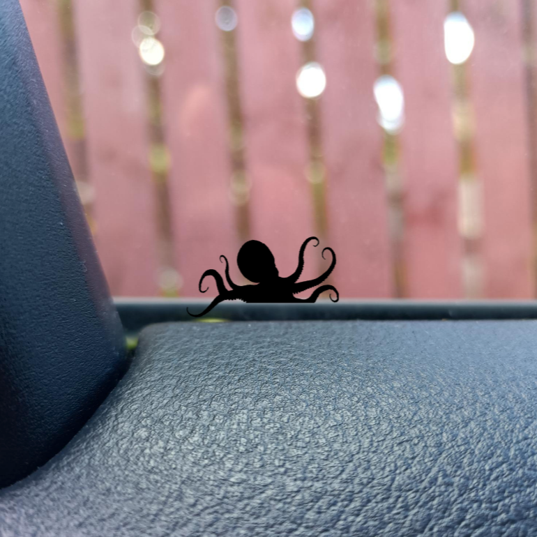 Kraken Surprise: Miniature Hidden Car Window Decal