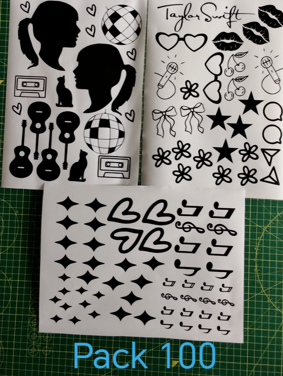 Set music Wall Art Decals -  Wall Decor Removable Wall Stickers - Teen Music Room Decor Kids - Adhesive Vinyl Wall Stickers