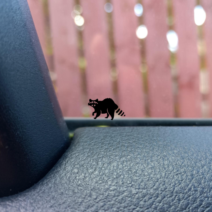 Raccoon Easter egg decal small mini sticker for car windshield mirror windscreen