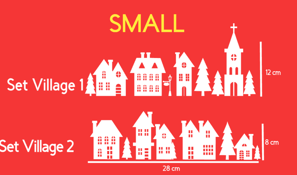 White Christmas Village Street Scene Window Decal