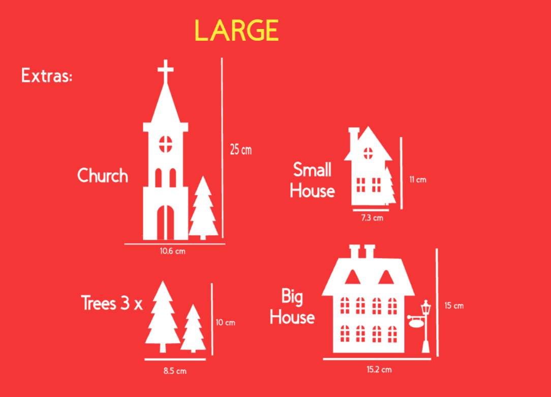 White Christmas Village Street Scene Window Decal