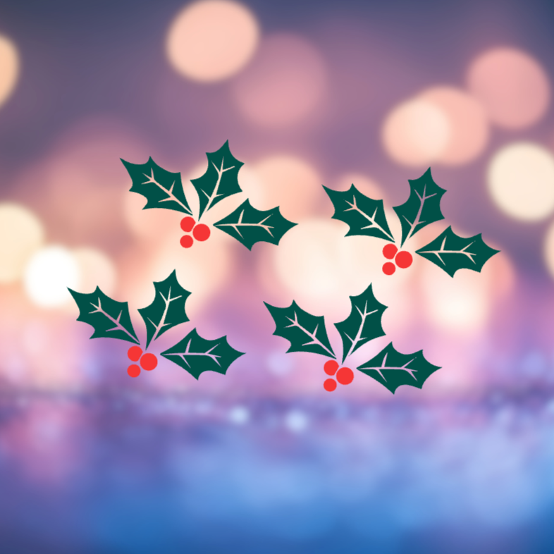 4x Mistletoe Decal Christmas Decorations
