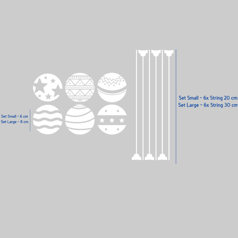 6x Christmas Bauble Decal Set – Festive Holiday Wall & Window Stickers