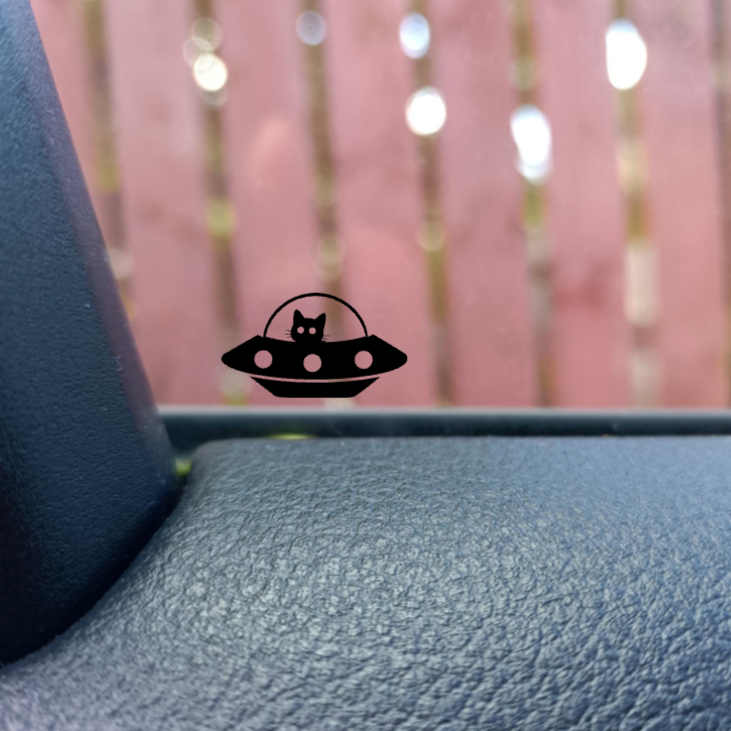 UFO With Cat Hidden Decal - Easter Egg Car SUV Decal
