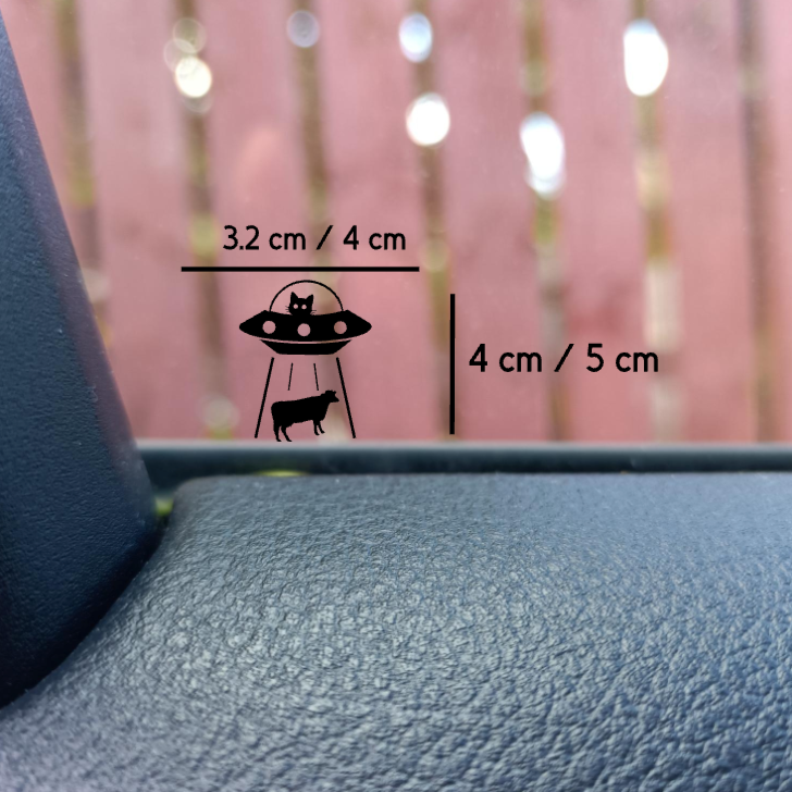 UFO Cat and cow Hidden Decal - Easter Egg Car SUV Decal
