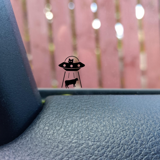 UFO Cat and cow Hidden Decal - Easter Egg Car SUV Decal