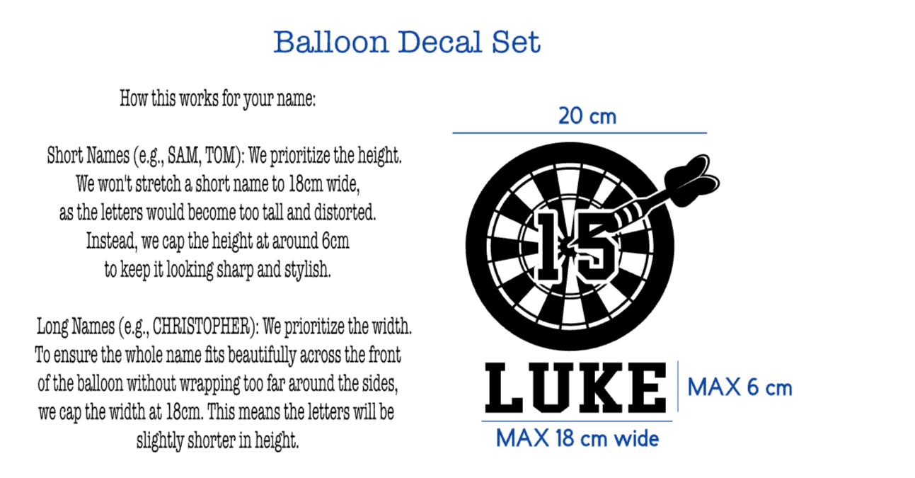 Personalised Darts Vinyl Decals - Custom Name & Age Vinyl Stickers for DIY Party Decor - Darts Theme Birthday Decorations