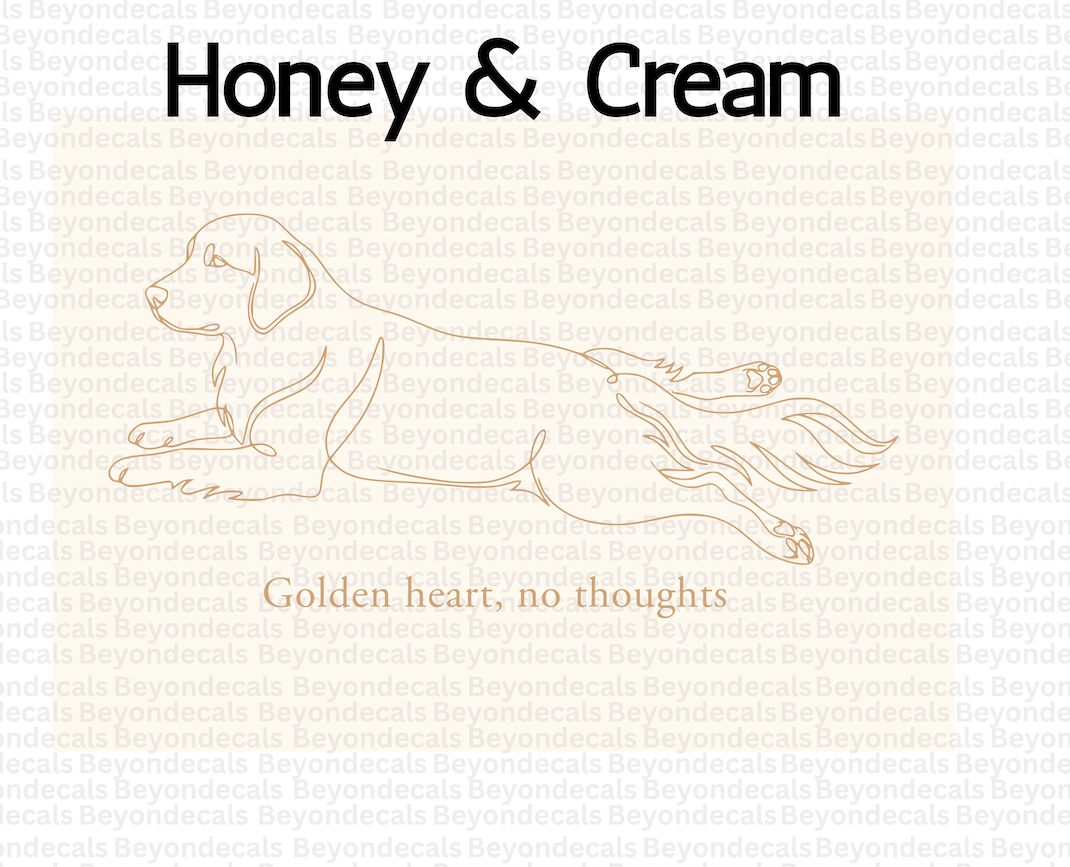 Digital Golden Retriever Art Print, Funny "Golden Heart No Thoughts" Dog Poster, Minimalist One Line Drawing, Large Printable Wall Art