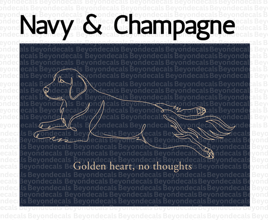 Digital Golden Retriever Art Print, Funny "Golden Heart No Thoughts" Dog Poster, Minimalist One Line Drawing, Large Printable Wall Art