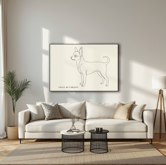 Chihuahua Line Art Print - Small But Mighty Dog Poster - Minimalist Pet Wall Art - Modern Home Decor - Dog Lover Gift UK - Elegant Weirdos