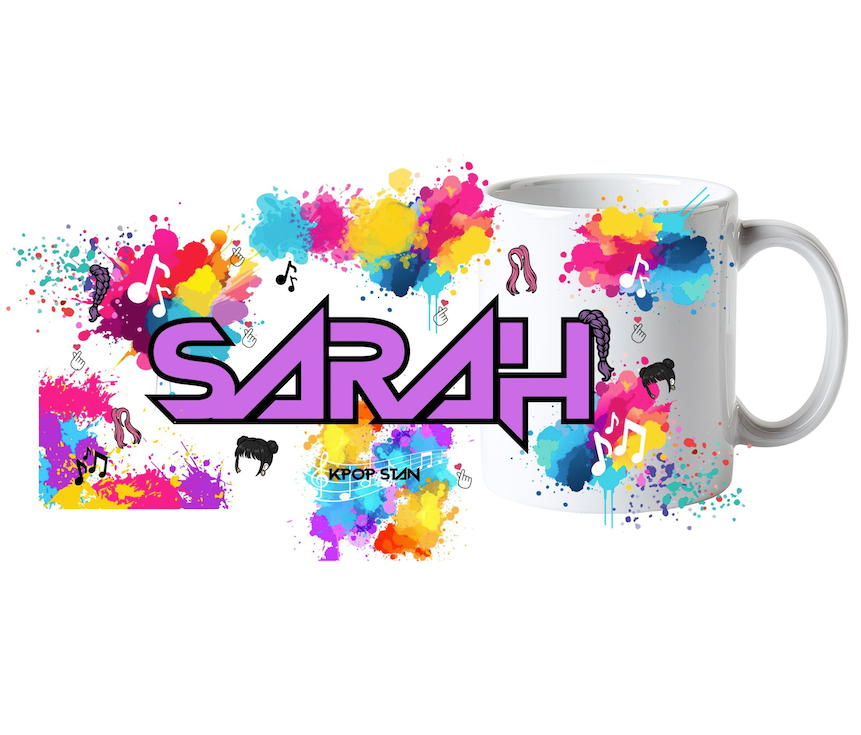 Personalized K-Pop Mug with Name - Custom Music Star Aesthetic Cup - Kpop Stan Gift - Splatter Art Design - Ceramic Coffee Mug 11oz