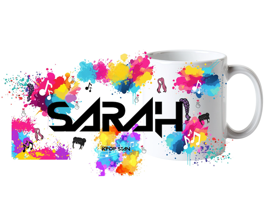 Personalized K-Pop Mug with Name - Custom Music Star Aesthetic Cup - Kpop Stan Gift - Splatter Art Design - Ceramic Coffee Mug 11oz