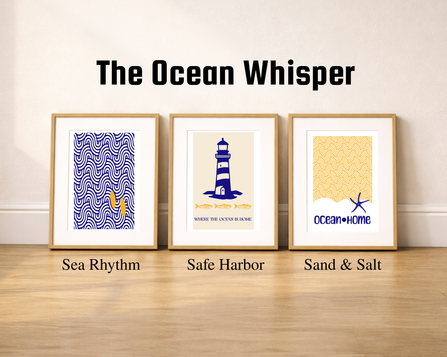 The Ocean Whisper Collection | Set of 3 Digital Art Prints | Coastal Surf Decor