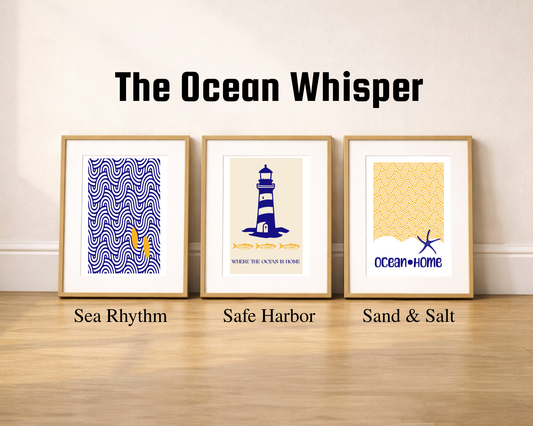 The Ocean Whisper Collection | Set of 3 Digital Art Prints | Coastal Surf Decor
