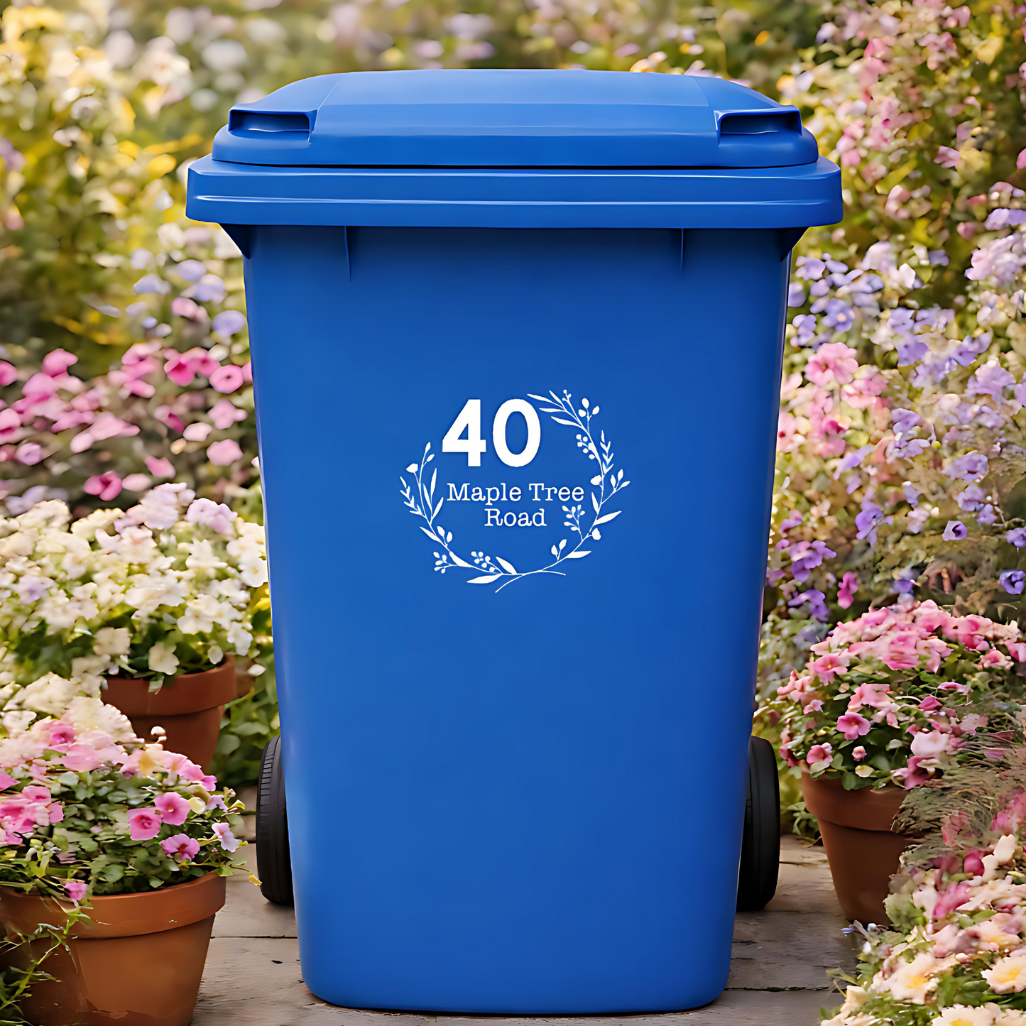 Wheelie Bin Decals - House number or Address vinyl