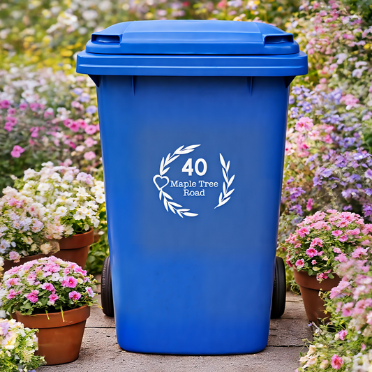 Wheelie Bin Decals - House number or Address vinyl