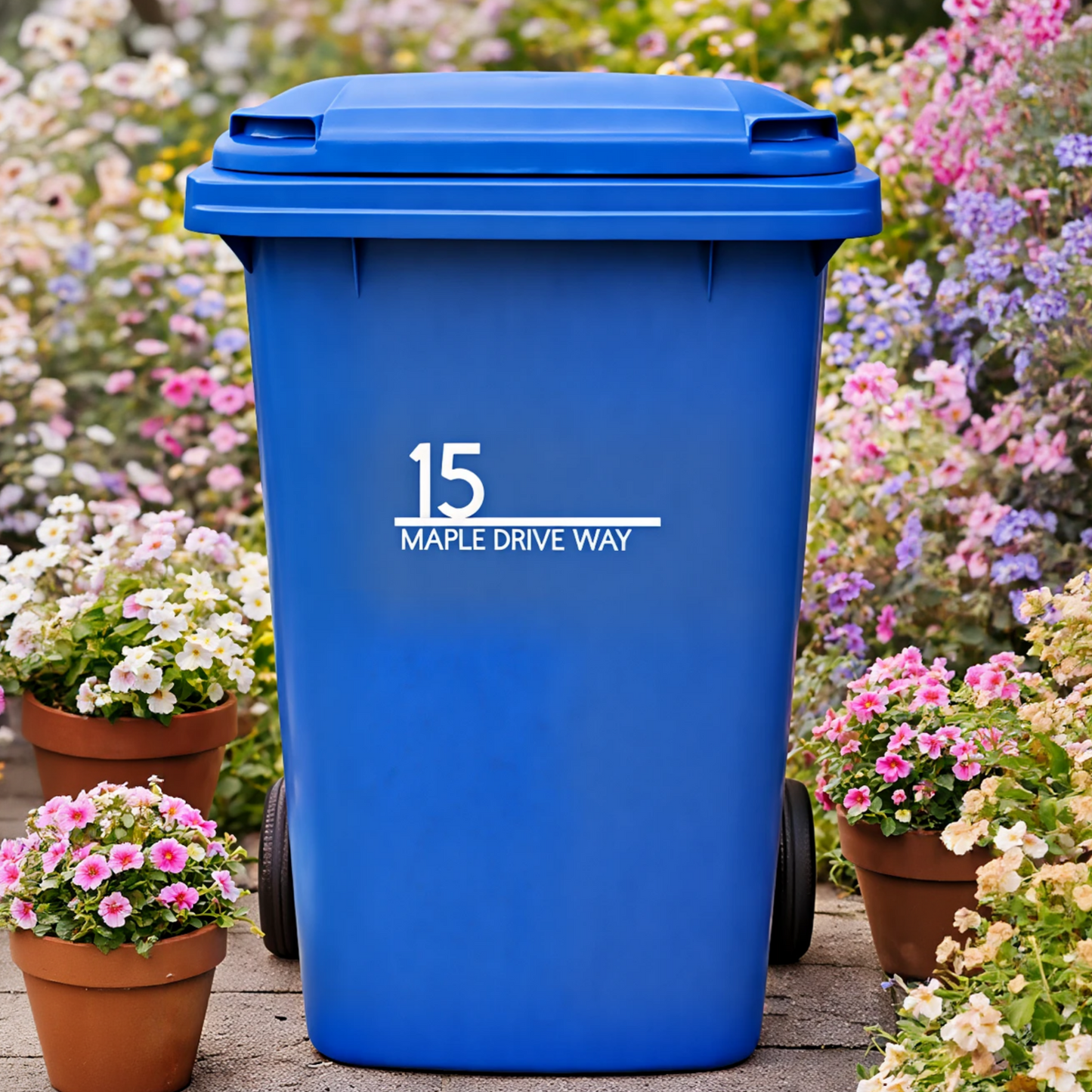 Custom Wheelie Bin Vinyl Decal - House Number & Address