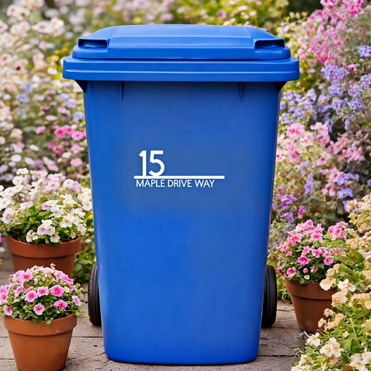 Custom Wheelie Bin Vinyl Decal - House Number & Address