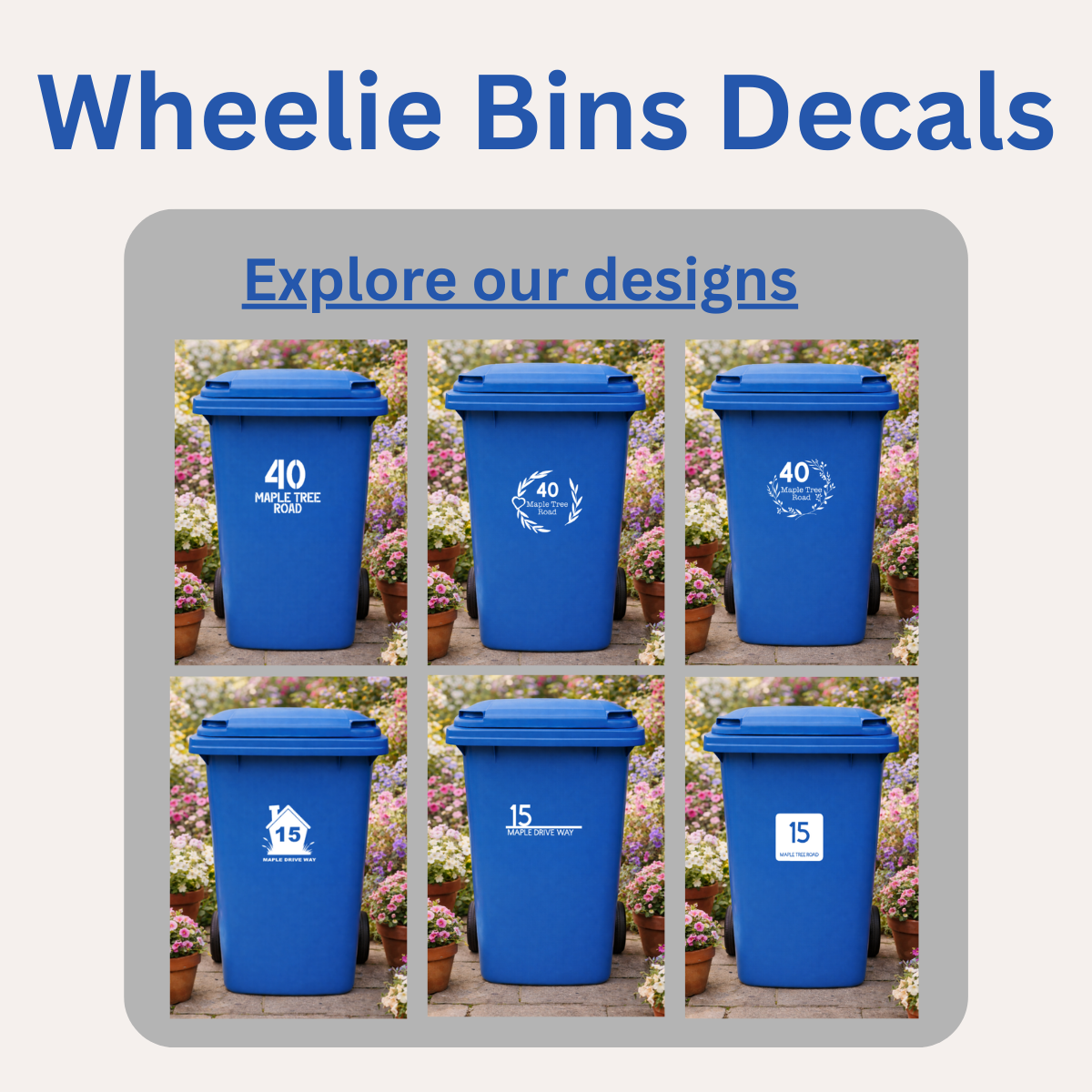 Custom Wheelie Bin Vinyl Decal - House Number & Address