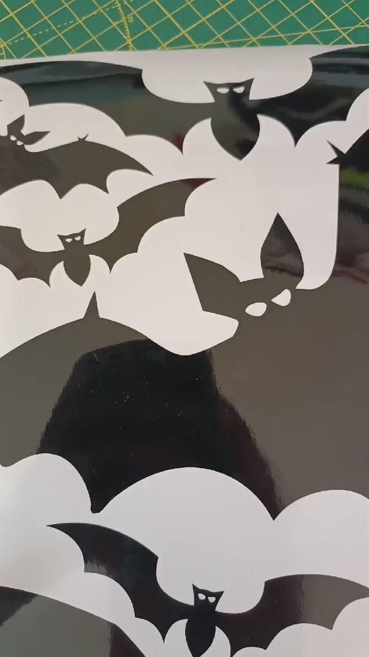 Halloween Bat Window Clings: Reusable Vinyl Stickers (21 bats)