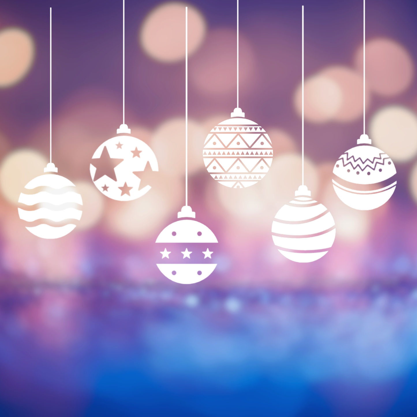 6x Christmas Bauble Decal Set – Festive Holiday Wall & Window Stickers